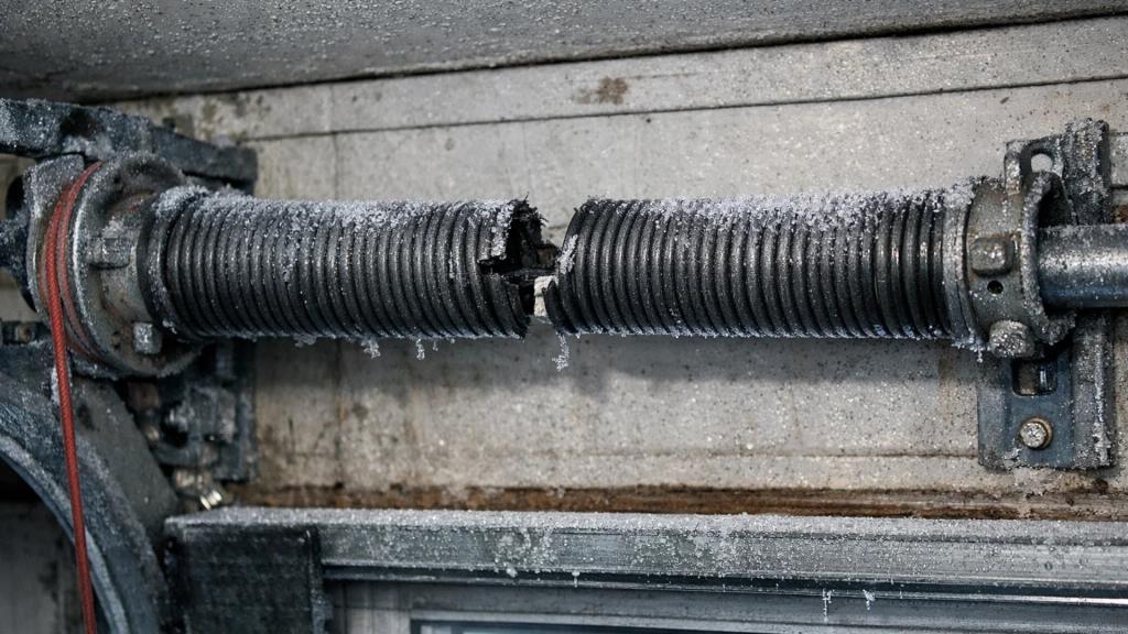 A broken garage door spring in Rockford, IL