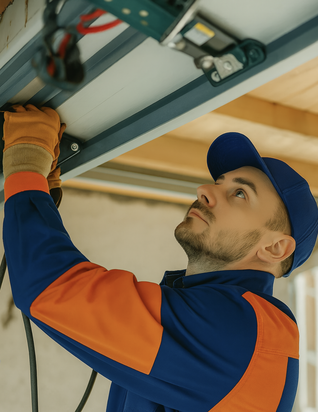 Titan Garage Doors Rockford A garage door technician fixing a garage door system