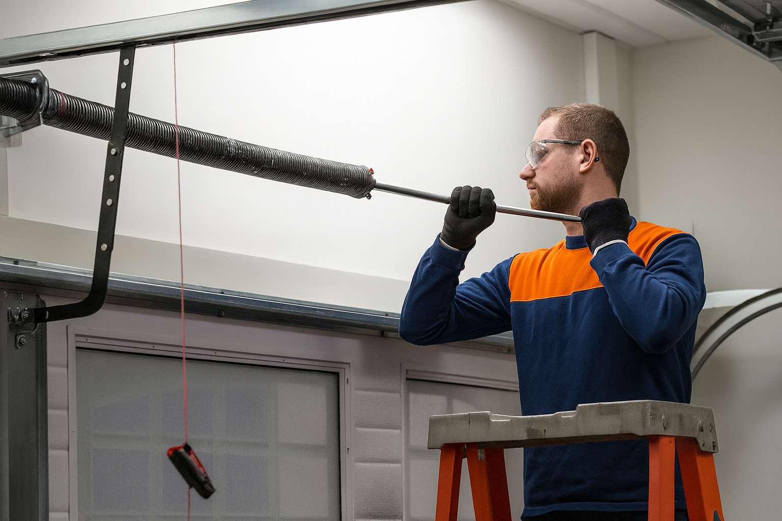 Titan Garage Doors Rockford A technician fixing a garage door opener
