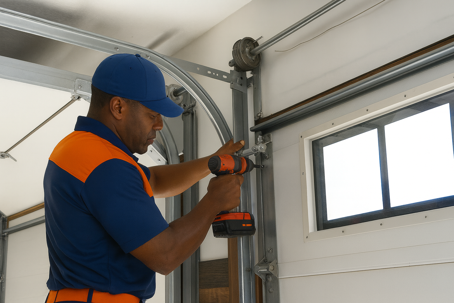Titan Garage Doors Rockford A technician replacing garage door rollers