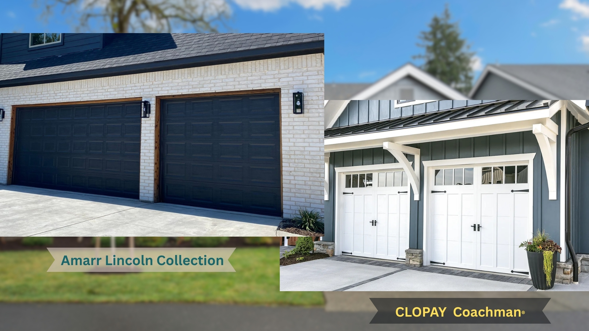 Amarr vs Clopay garage doors, side-by-side comparison of design and style