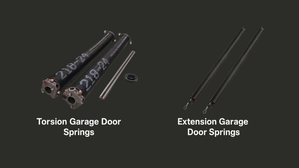 Side-by-side comparison of torsion and extension garage door springs for residential use